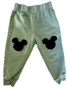 Disney Green Kids' Sweatpants with Black Mickey Silhouettes
